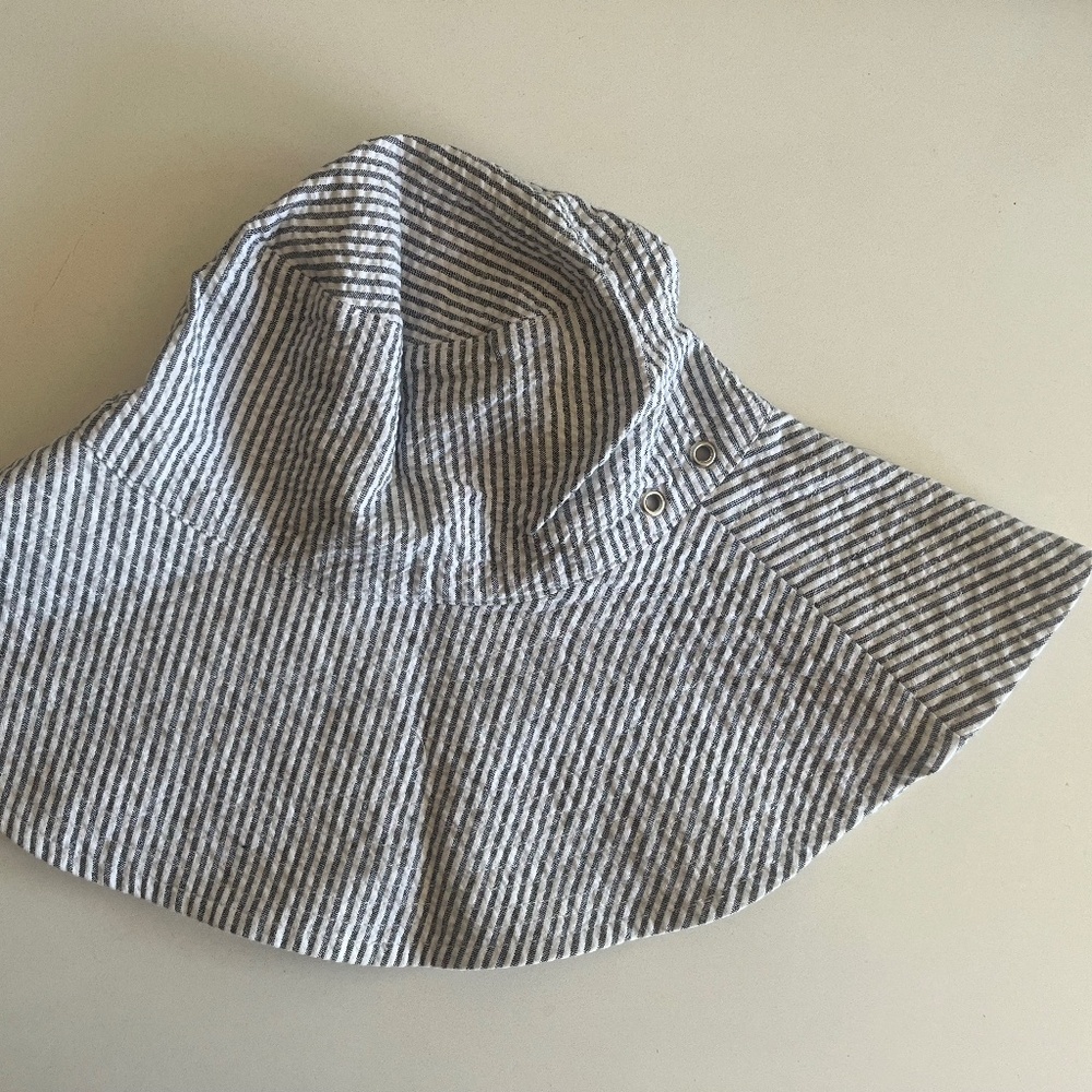 Zimmermann Cotton Toile Sunhat | Blue + White Stripes | Size 2